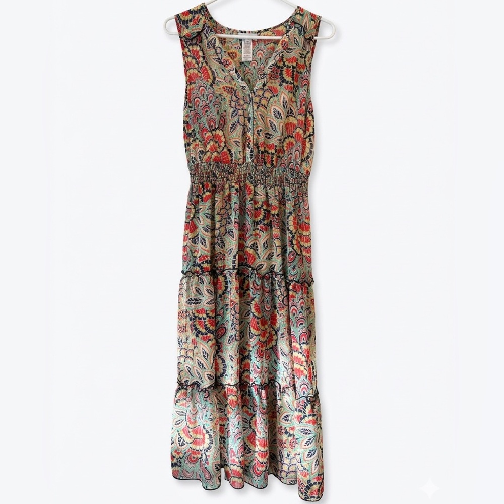 Kate &Lily Tiered Maxi Dress in Multicolor Paisley Print